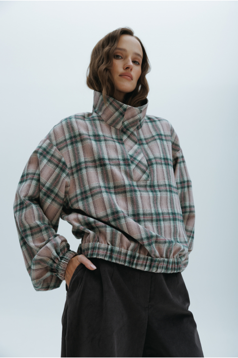 Flannel bomber jacket, gray