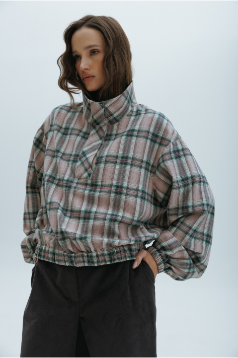 Flannel bomber jacket, gray