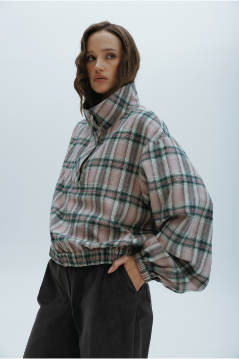 Flannel bomber jacket, gray