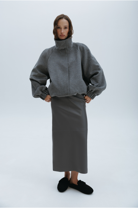 Cashmere bomber jacket, gray Cashmere bomber jacket, gray