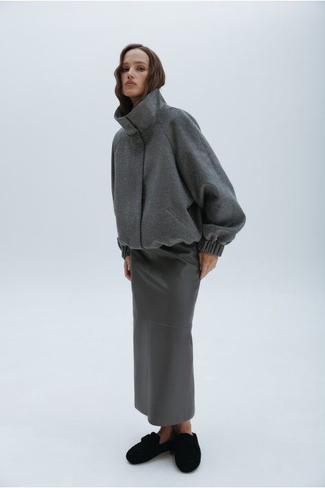 Cashmere bomber jacket, gray Cashmere bomber jacket, gray