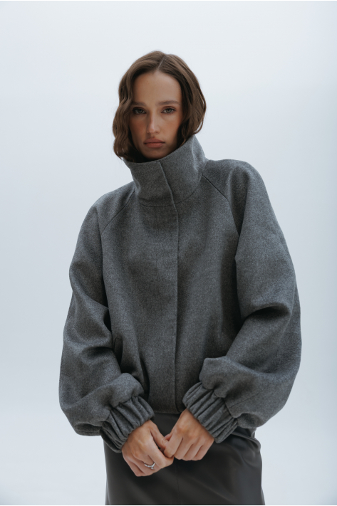 Cashmere bomber jacket, gray Cashmere bomber jacket, gray