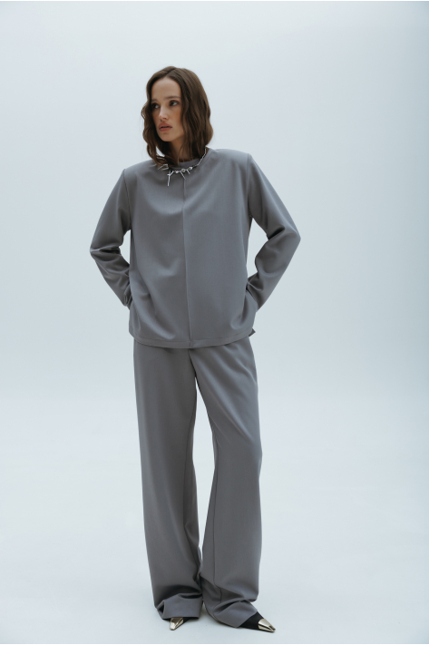 Tailored fabric top, gray