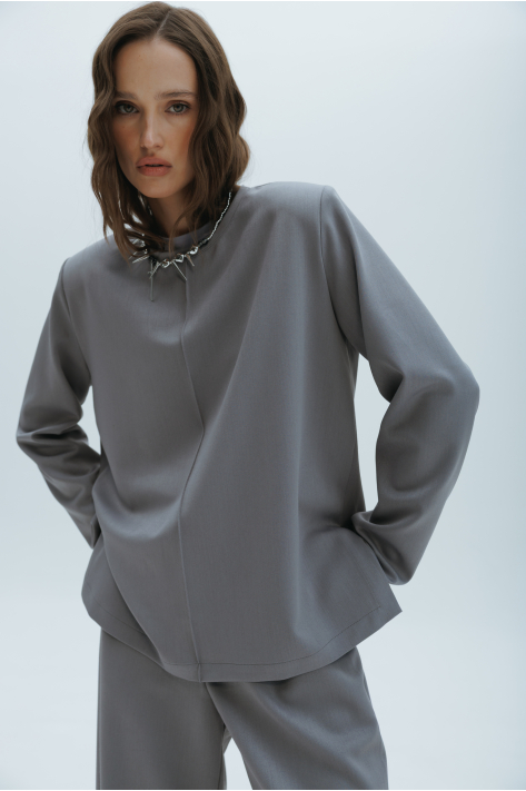 Tailored fabric top, gray