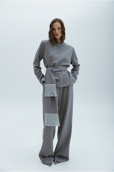 Tailored fabric top, gray