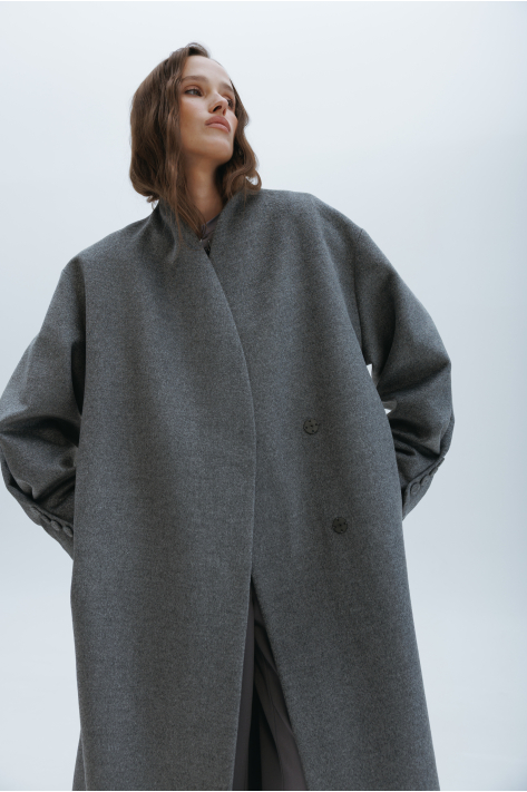 Long cashmere coat, gray