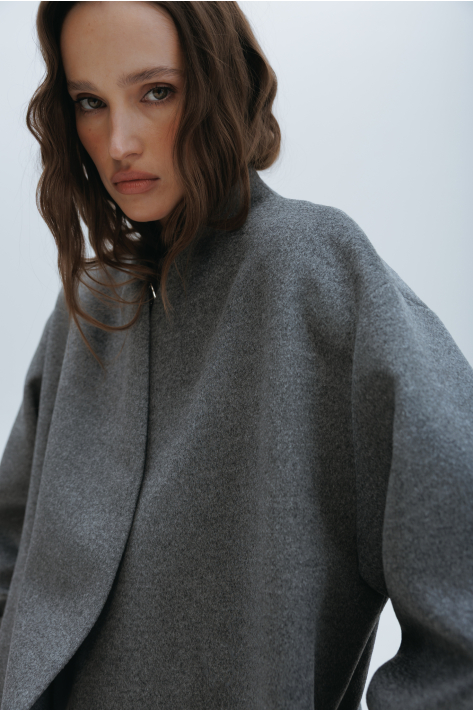 Long cashmere coat, gray