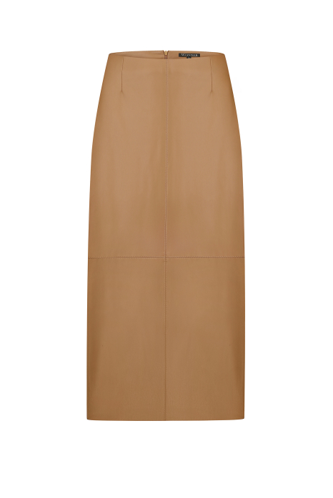 Eco-leather midi skirt, camel