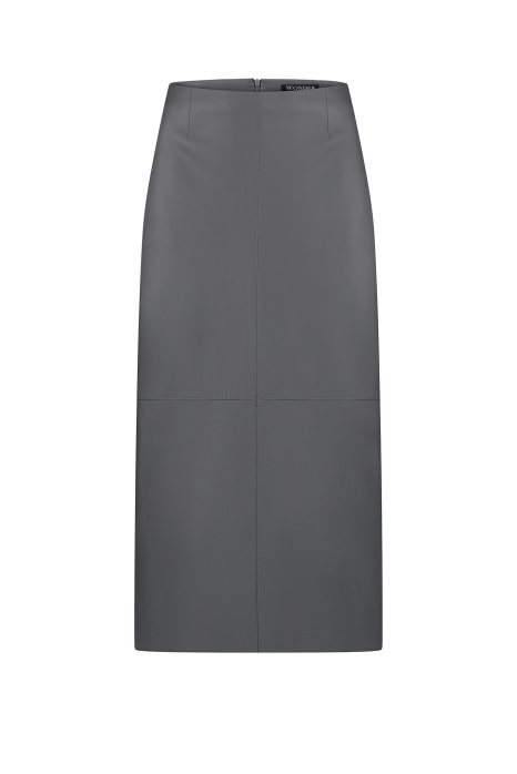 Eco-leather midi skirt, gray