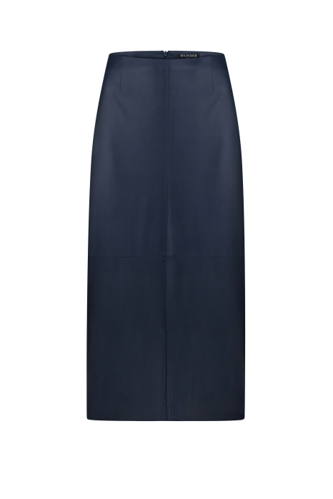Eco-leather midi skirt, blue