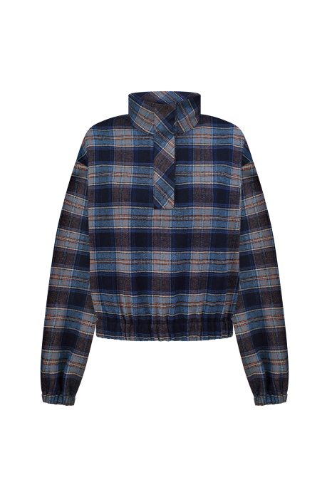 Flannel bomber jacket, blue