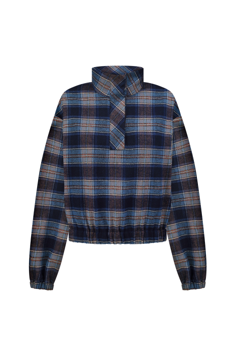 Flannel bomber jacket, blue