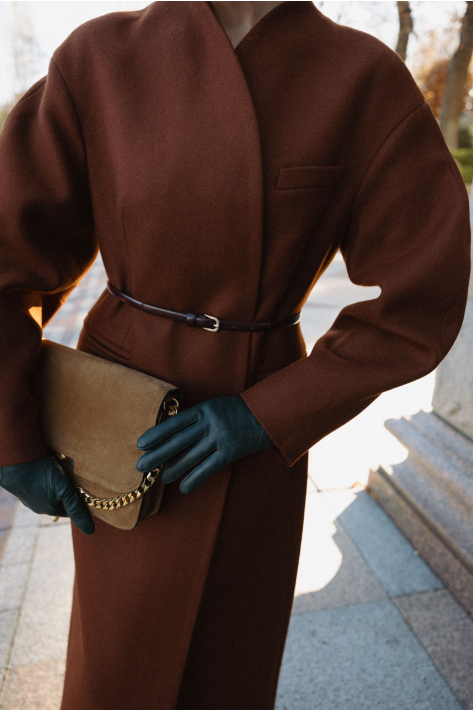 Cocoon wool coat, terracotta