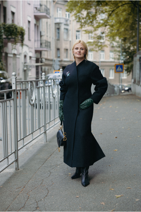 Cocoon wool coat, black