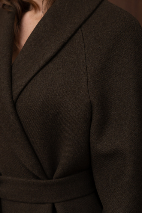 Wrap coat with shawl collar, khaki