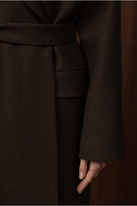 Wrap coat with shawl collar, khaki