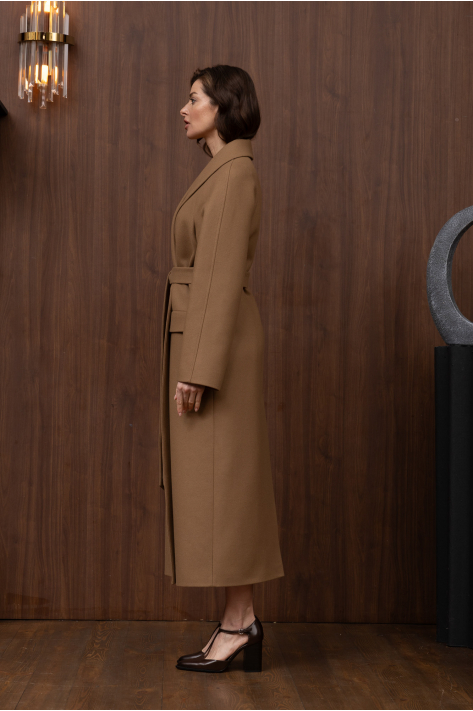 Wrap coat with shawl collar, beige