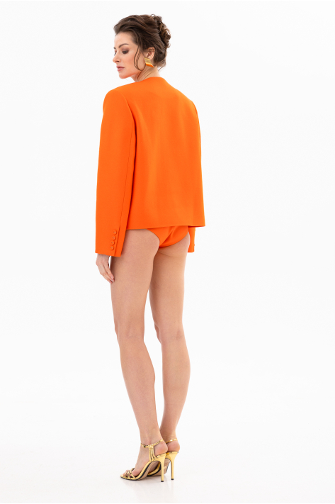 Collarless cropped coat, orange Collarless cropped coat, orange