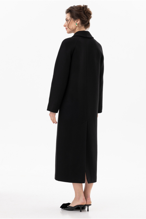 Buttoned coat with shawl collar, black