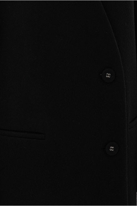 Buttoned Collarless V-neckline Coat, black