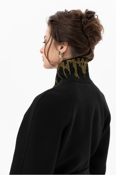 Пальто на запах с шалевым воротником, чёрный