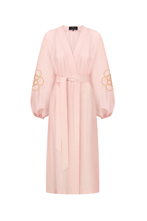 Kimono with embroidered sleeves, powder pink
