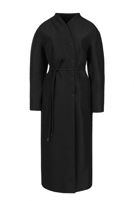 Приталенное пальто-пуховик, чёрный