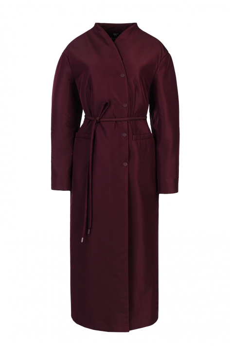 Приталенное пальто-пуховик, бургунди Приталенное пальто-пуховик, бургунди