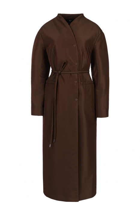 Приталенное пальто-пуховик, шоколадный