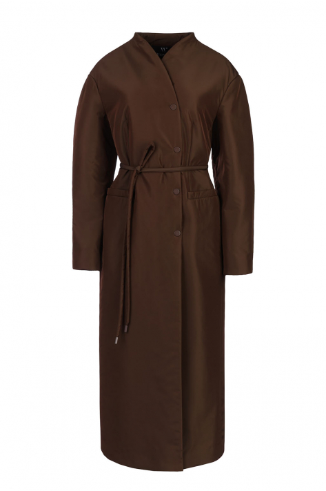 Приталенное пальто-пуховик, шоколадный