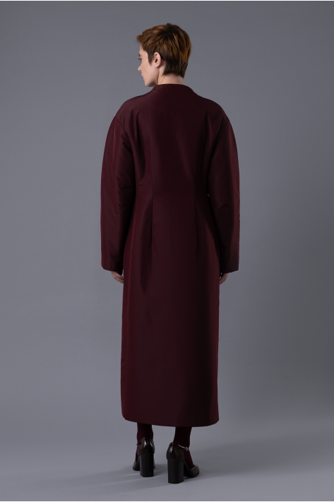 Приталенное пальто-пуховик, бургунди Приталенное пальто-пуховик, бургунди