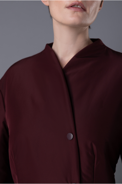 Приталенное пальто-пуховик, бургунди Приталенное пальто-пуховик, бургунди