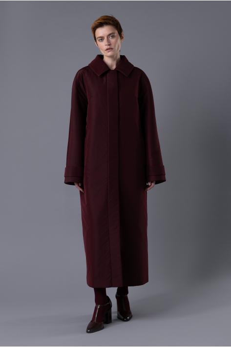 Raglan coat (down jacket), burgundy