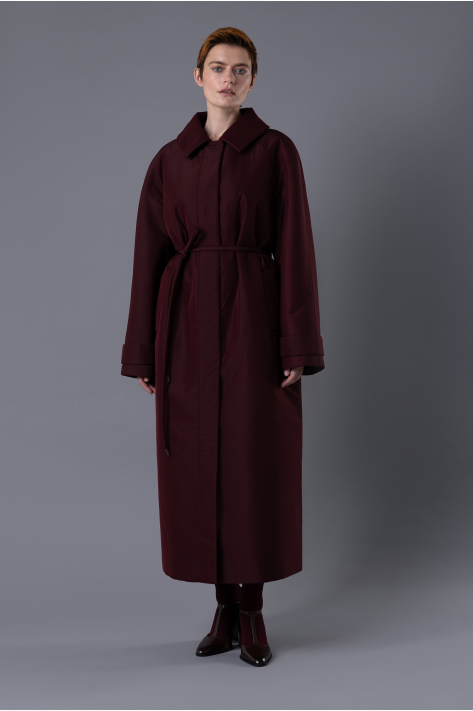 Raglan coat (down jacket), burgundy