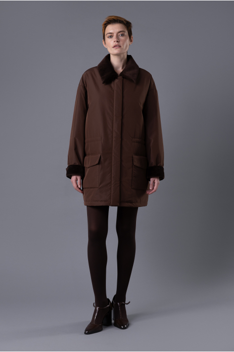 Куртка с карманами, шоколадный