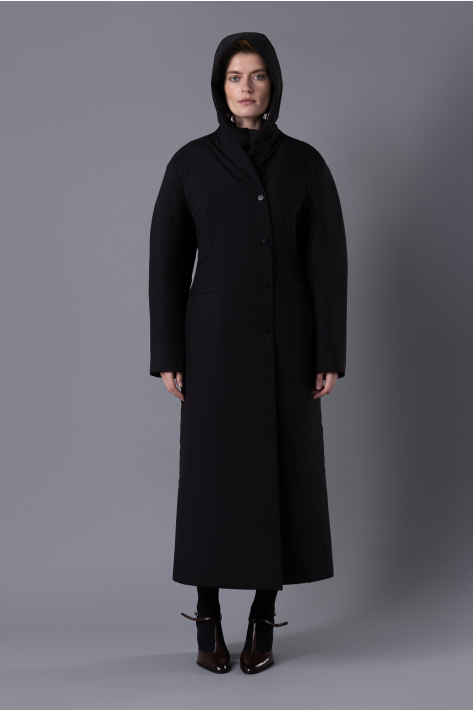 Fitted puffer coat, black