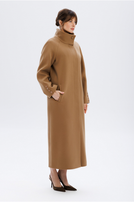 Coat with a high collar, beige