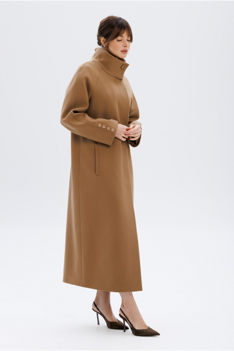 Coat with a high collar, beige