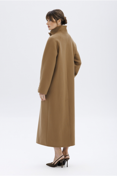 Coat with a high collar, beige