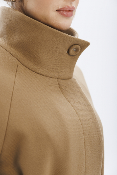 Coat with a high collar, beige