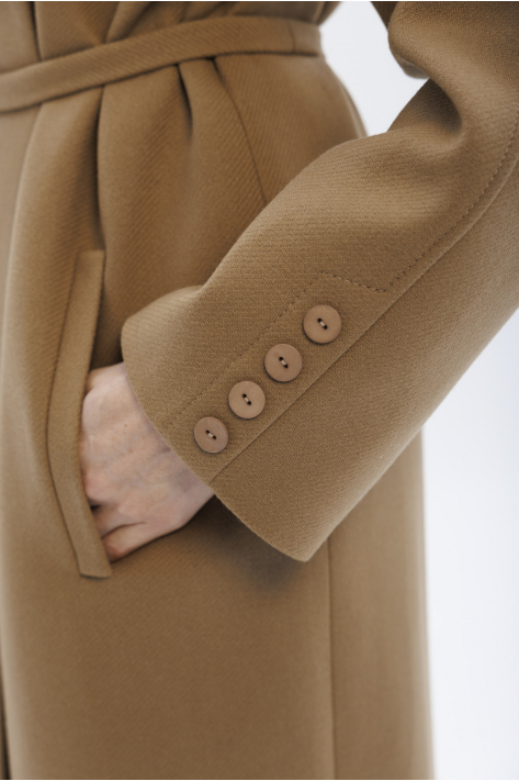 Coat with a high collar, beige