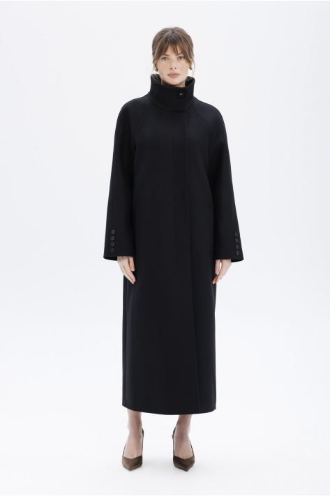 Coat with a high collar, black Coat with a high collar, black