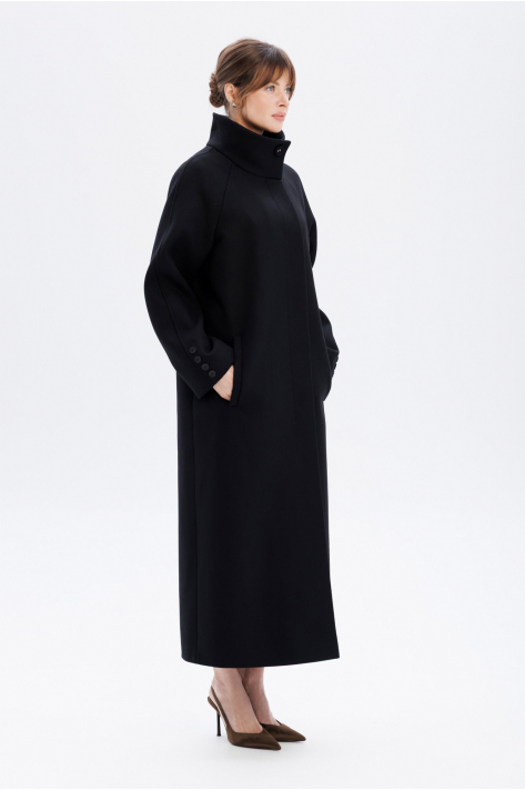 Coat with a high collar, black Coat with a high collar, black