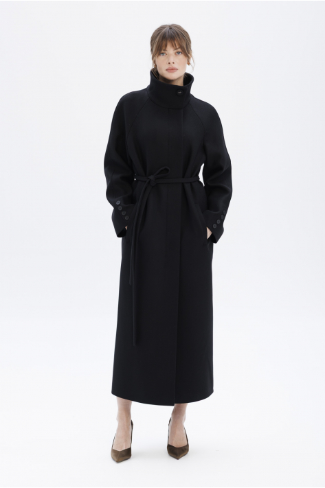 Coat with a high collar, black Coat with a high collar, black