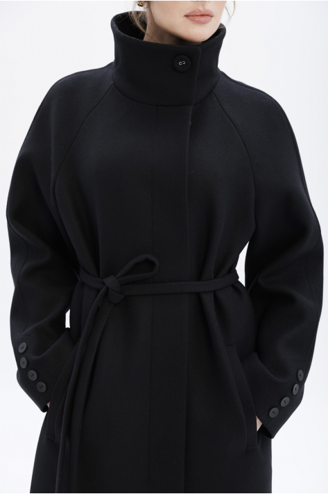 Coat with a high collar, black Coat with a high collar, black