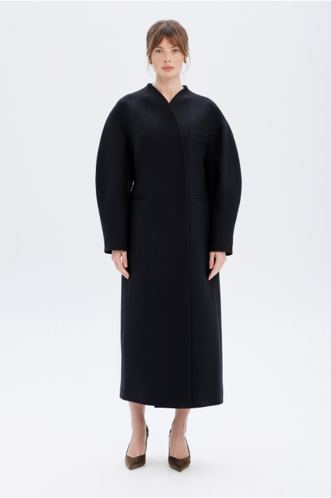 Cocoon wool coat, black