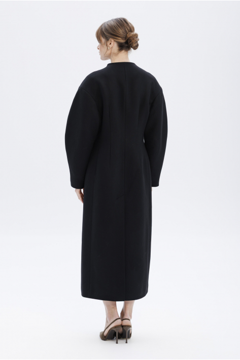 Cocoon wool coat, black