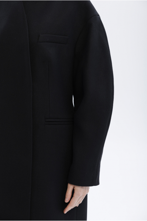 Cocoon wool coat, black