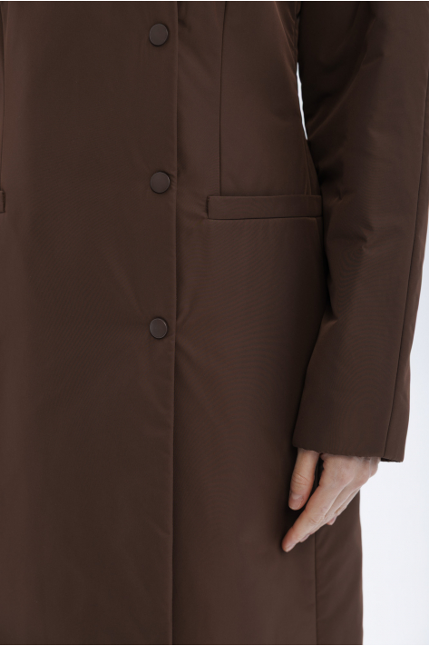 Приталенное пальто-пуховик, шоколадный