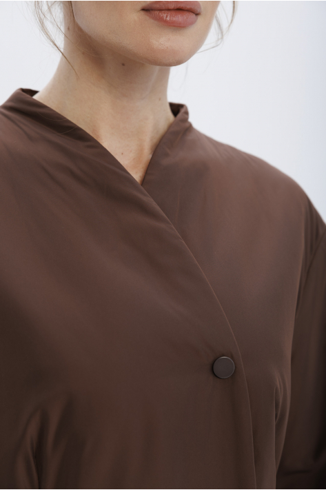 Приталенное пальто-пуховик, шоколадный